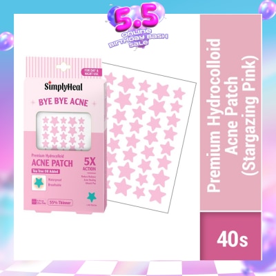 SIMPLYHEAL - Stargazing Pink Premium Hydrocolloid Acne Patch (For Day & Night & 0.01cm Ultra-Thin) 40s (Expiry: Mar`2027)