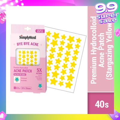 SIMPLYHEAL Stargazing Yellow Premium Hydrocolloid Acne Patch (For Day & Night & 0.01cm Ultra-Thin) 40s