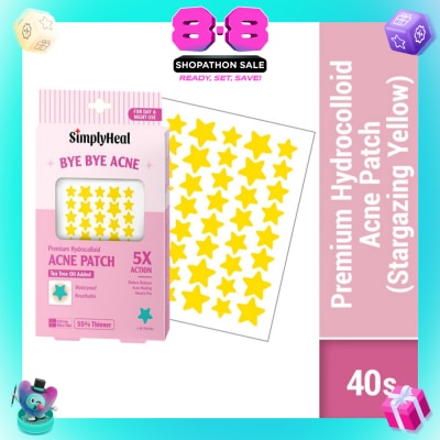 SIMPLYHEAL - Stargazing Yellow Premium Hydrocolloid Acne Patch (For Day & Night & 0.01cm Ultra-Thin) 40s (Expiry: Mar`2027)