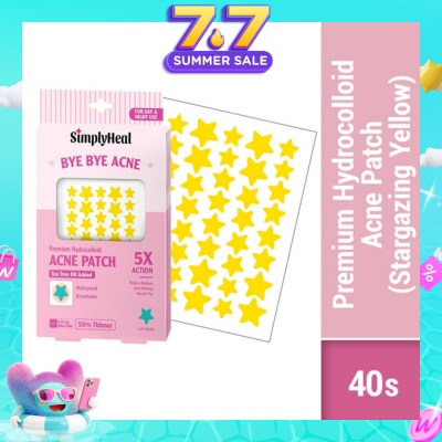 SIMPLYHEAL - Stargazing Yellow Premium Hydrocolloid Acne Patch (For Day & Night & 0.01cm Ultra-Thin) 40s (Expiry: Mar`2027)