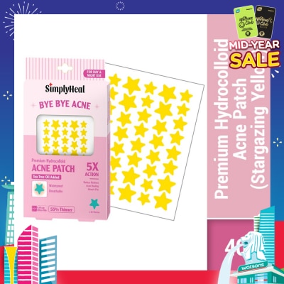 SIMPLYHEAL Stargazing Yellow Premium Hydrocolloid Acne Patch (For Day & Night & 0.01cm Ultra-Thin) 40s