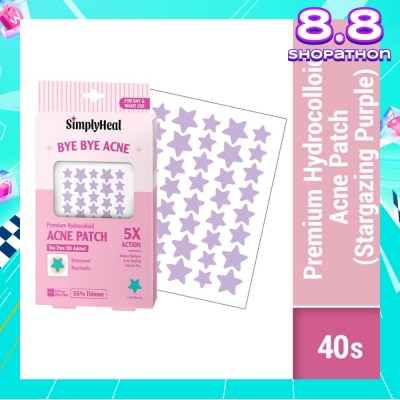 SIMPLYHEAL Stargazing Purple Premium Hydrocolloid Acne Patch (For Day & Night & 0.01cm Ultra-Thin) 40s