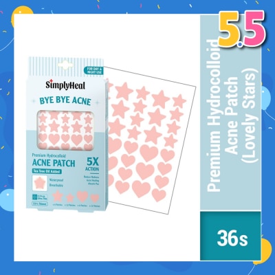 SIMPLYHEAL Lovely Stars Premium Hydrocolloid Acne Patch (For Day & Night & 0.01cm Ultra-Thin) 36s