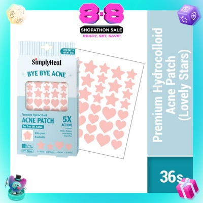 SIMPLYHEAL - Lovely Stars Premium Hydrocolloid Acne Patch (For Day & Night & 0.01cm Ultra-Thin) 36s