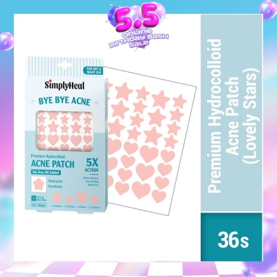 SIMPLYHEAL - Lovely Stars Premium Hydrocolloid Acne Patch (For Day & Night & 0.01cm Ultra-Thin) 36s