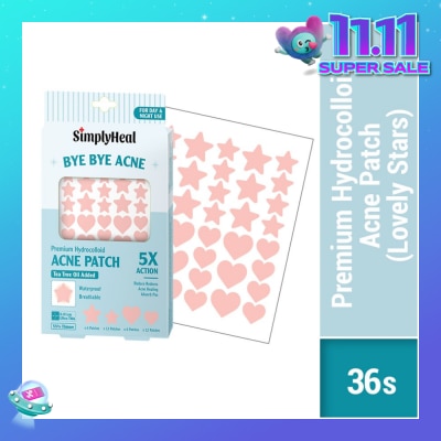 SIMPLYHEAL Lovely Stars Premium Hydrocolloid Acne Patch (For Day & Night & 0.01cm Ultra-Thin) 36s