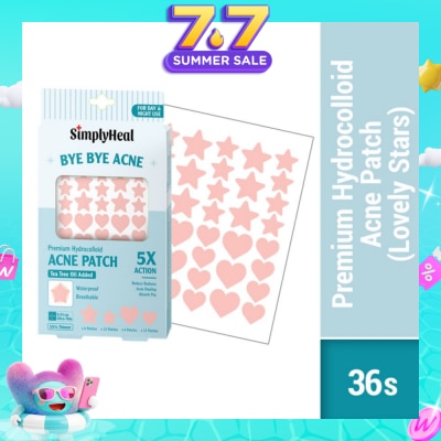 SIMPLYHEAL - Lovely Stars Premium Hydrocolloid Acne Patch (For Day & Night & 0.01cm Ultra-Thin) 36s