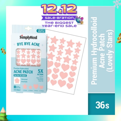 SIMPLYHEAL Lovely Stars Premium Hydrocolloid Acne Patch (For Day & Night & 0.01cm Ultra-Thin) 36s
