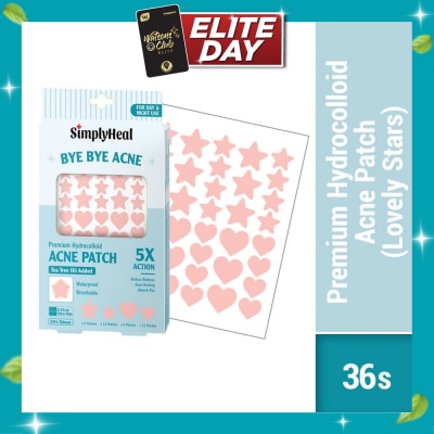 SIMPLYHEAL Lovely Stars Premium Hydrocolloid Acne Patch (For Day & Night & 0.01cm Ultra Thin) 36s image