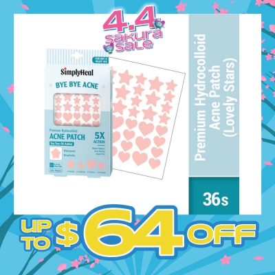 SIMPLYHEAL - Lovely Stars Premium Hydrocolloid Acne Patch (For Day & Night & 0.01cm Ultra-Thin) 36s