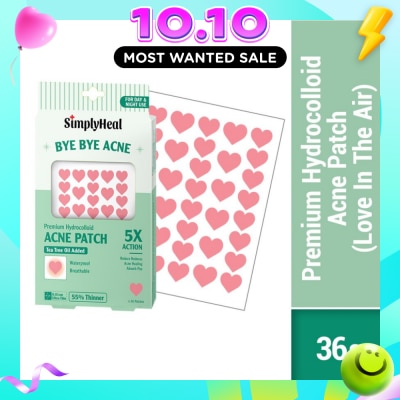SIMPLYHEAL Love In The Air Premium Hydrocolloid Acne Patch (For Day & Night & 0.01cm Ultra Thin) 36s (Expiry: Mar`2027) image