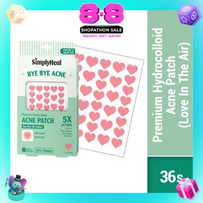 SIMPLYHEAL - Love In The Air Premium Hydrocolloid Acne Patch (For Day & Night & 0.01cm Ultra-Thin) 36s (Expiry: Mar`2027)