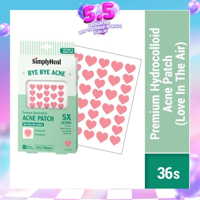 SIMPLYHEAL - Love In The Air Premium Hydrocolloid Acne Patch (For Day & Night & 0.01cm Ultra-Thin) 36s (Expiry: Mar`2027)
