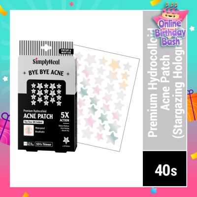 SIMPLYHEAL Stargazing Hologram Premium Hydrocolloid Acne Patch (For Day & Night & 0.01cm Ultra-Thin) 40s