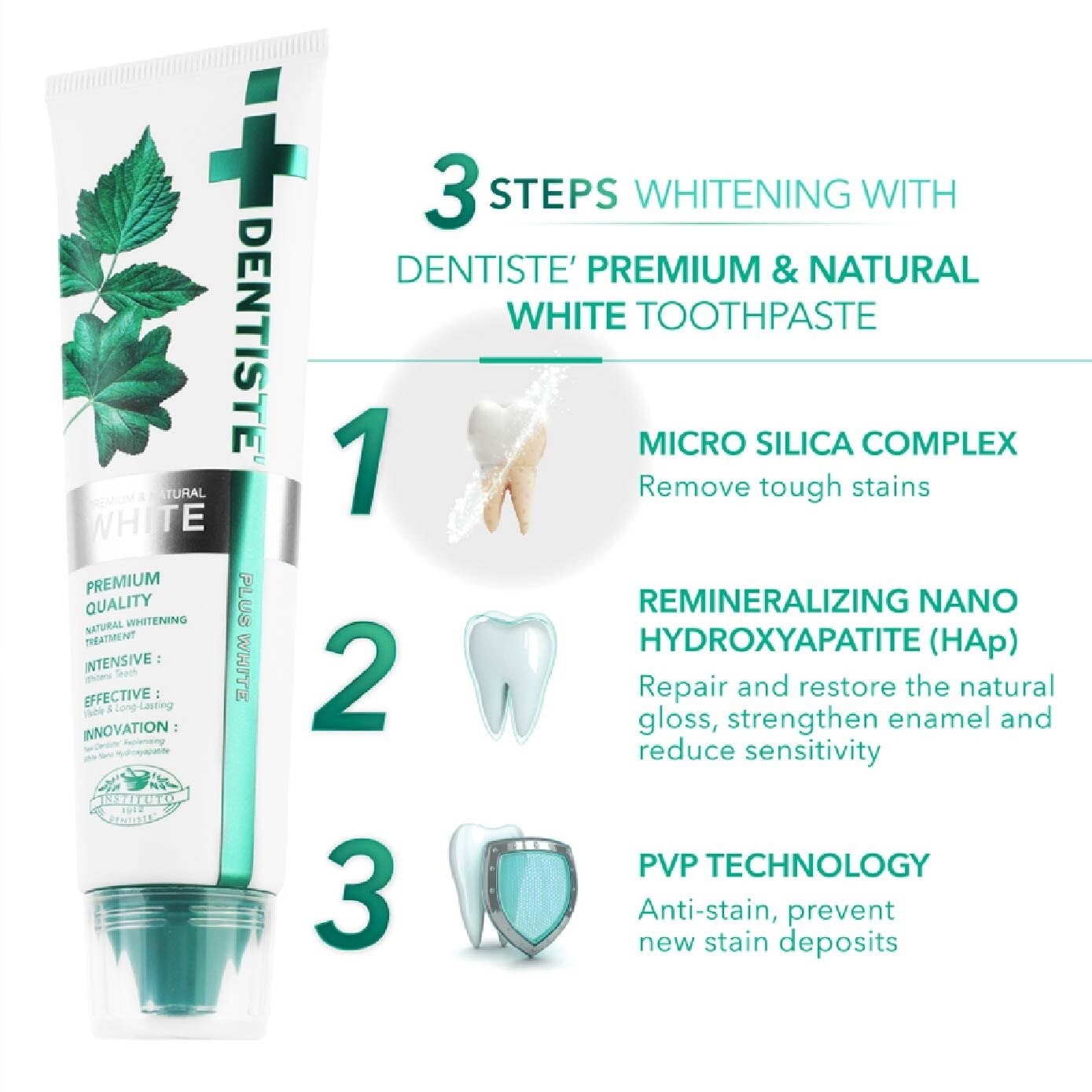 DENTISTE Premium & Natural White Toothpaste Tube 100g | Oral