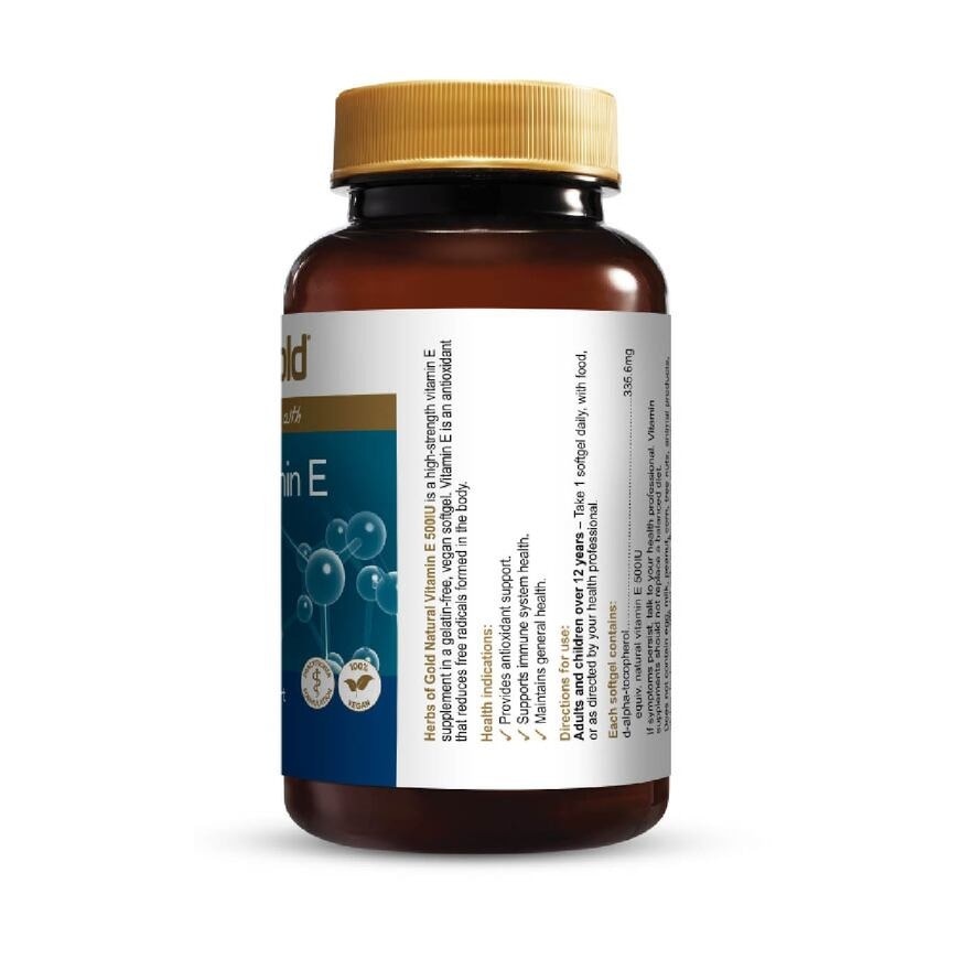 Natural Vitamin E 500 I.U. Softgel (with Antioxidant + For General & Immune Health) 100s