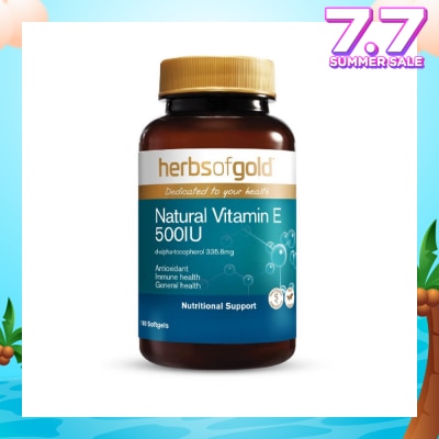 HERBS OF GOLD Natural Vitamin E 500 I.U. Softgel 100s (Expiry: Oct`2025)