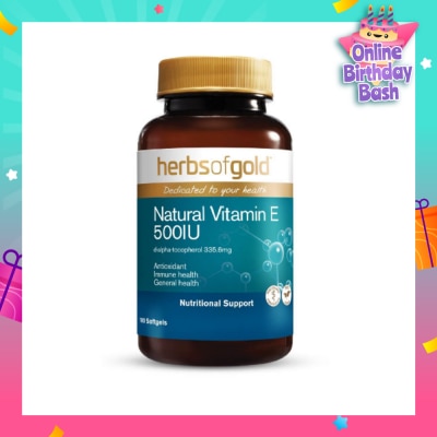 HERBS OF GOLD Natural Vitamin E 500 I.U. Softgel 100s (Expiry: Oct`2025)
