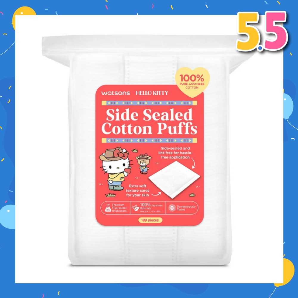 Hello Kitty Side Sealed Cotton Puff (100% Pure Japanese Cotton) 189s