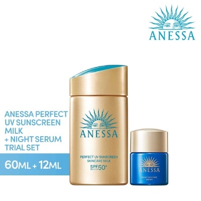 ANESSA Trial Set (Perfect UV Sunscreen Skincare Milk SPF50+ PA++++ 60ml + Night Sun Care Serum 12ml) 1s