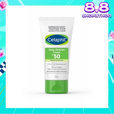 CETAPHIL Daily Defense Cream SPF50 Mineral Sunscreen (Water Resistant) 50g