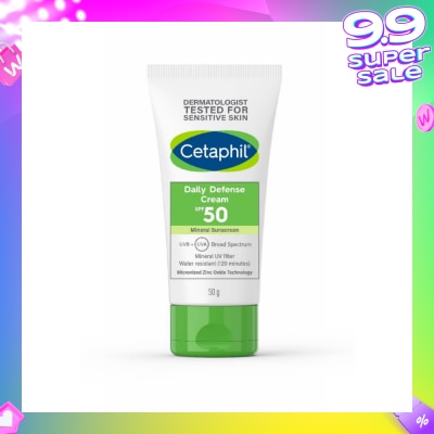 CETAPHIL Daily Defense Cream SPF50 Mineral Sunscreen (Water Resistant) 50g