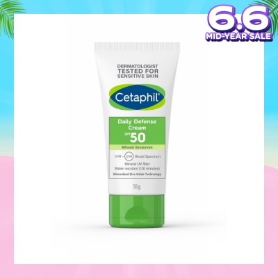 CETAPHIL Daily Defense Cream SPF50 Mineral Sunscreen (Water Resistant) 50g