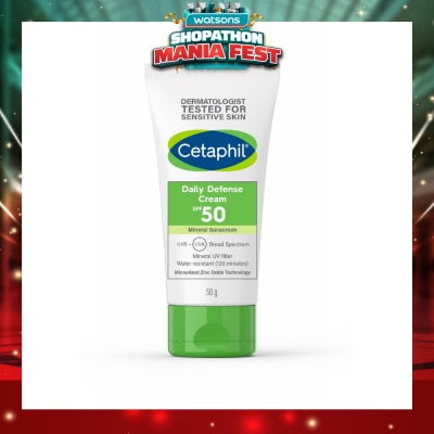 CETAPHIL - Daily Defense Cream SPF50 Mineral Sunscreen (Water Resistant) 50g