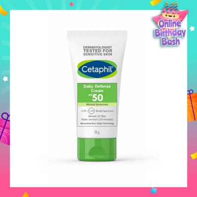 CETAPHIL Daily Defense Cream SPF50 Mineral Sunscreen (Water Resistant) 50g