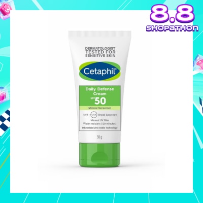 CETAPHIL Daily Defense Cream SPF50 Mineral Sunscreen (Water Resistant) 50g