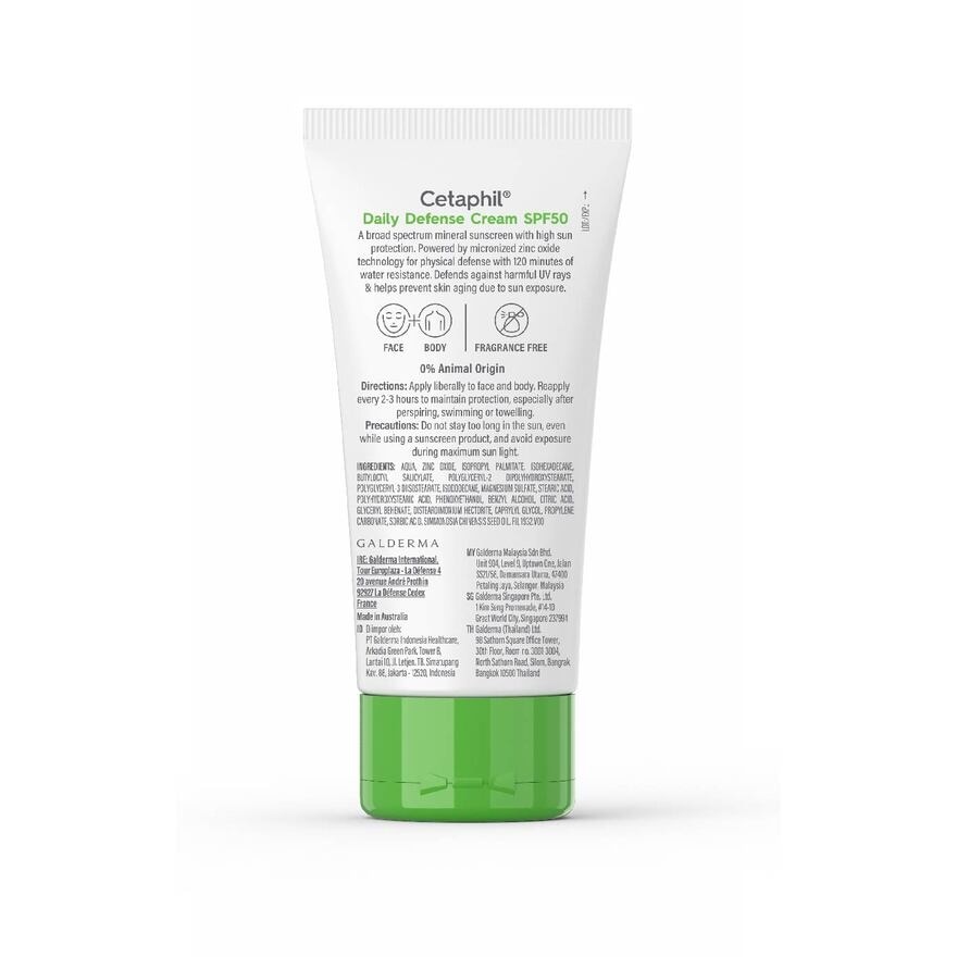 CETAPHIL Daily Defense Cream SPF50 Mineral Sunscreen (Water