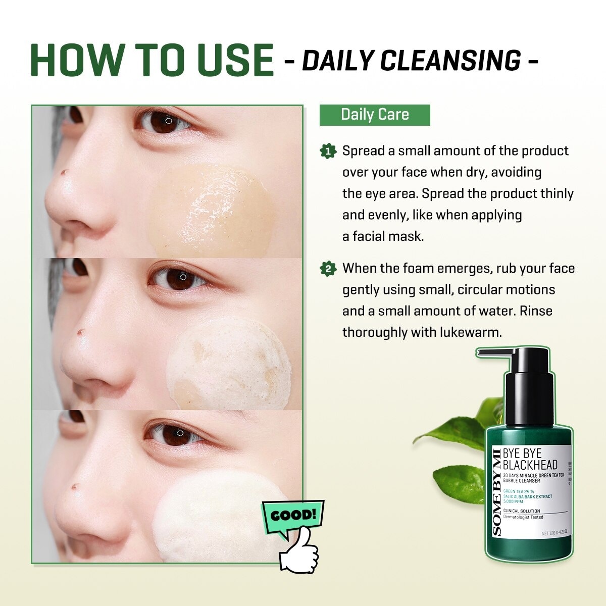 Bye Bye Blackhead 30 Days Miracle Green Tea Tox Bubble Cleanser (To Remove Sebum & Blackheads) 120g