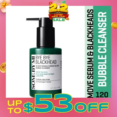 SOME BY MI Bye Bye Blackhead 30 Days Miracle Green Tea Tox Bubble Cleanser (To Remove Sebum & Blackheads) 120g