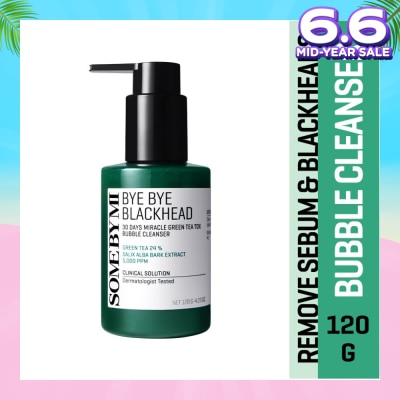 SOME BY MI Bye Bye Blackhead 30 Days Miracle Green Tea Tox Bubble Cleanser (To Remove Sebum & Blackheads) 120g