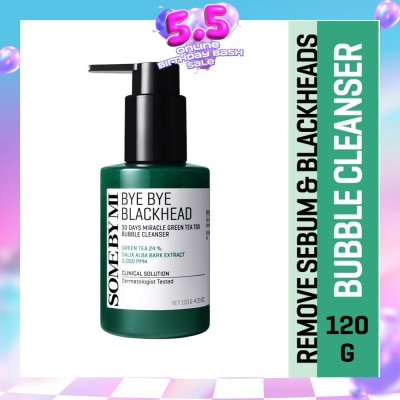 SOME BY MI - Bye Bye Blackhead 30 Days Miracle Green Tea Tox Bubble Cleanser (To Remove Sebum & Blackheads) 120g