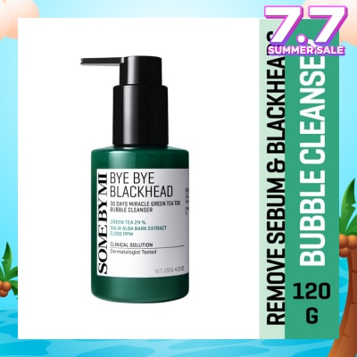 SOME BY MI Bye Bye Blackhead 30 Days Miracle Green Tea Tox Bubble Cleanser (To Remove Sebum & Blackheads) 120g