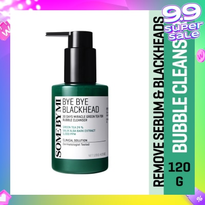 SOME BY MI Bye Bye Blackhead 30 Days Miracle Green Tea Tox Bubble Cleanser (To Remove Sebum & Blackheads) 120g