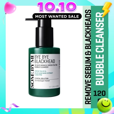 SOME BY MI Bye Bye Blackhead 30 Days Miracle Green Tea Tox Bubble Cleanser (To Remove Sebum & Blackheads) 120g image