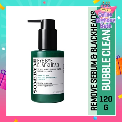 SOME BY MI Bye Bye Blackhead 30 Days Miracle Green Tea Tox Bubble Cleanser (To Remove Sebum & Blackheads) 120g