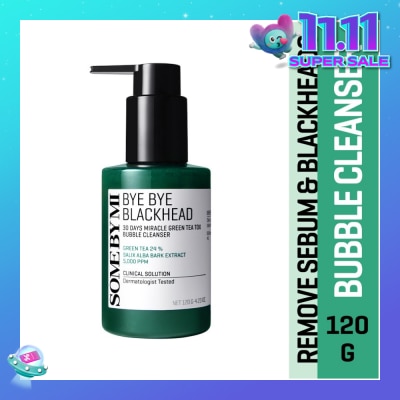 SOME BY MI Bye Bye Blackhead 30 Days Miracle Green Tea Tox Bubble Cleanser (To Remove Sebum & Blackheads) 120g