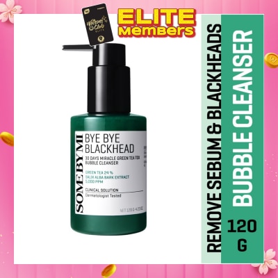 SOME BY MI Bye Bye Blackhead 30 Days Miracle Green Tea Tox Bubble Cleanser (To Remove Sebum & Blackheads) 120g