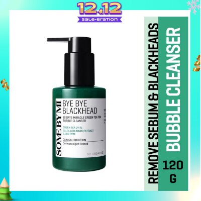 SOME BY MI Bye Bye Blackhead 30 Days Miracle Green Tea Tox Bubble Cleanser (To Remove Sebum & Blackheads) 120g