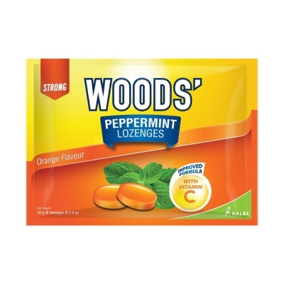 WOODS Peppermint Lozenges With Vitamin C Orange Flavour 6s