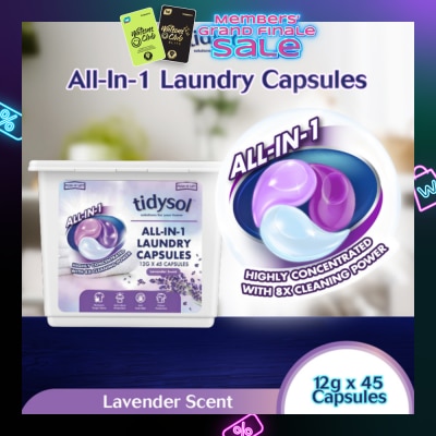 TIDYSOL All-In-1 Laundry Capsule Lavender (Highly Concentrated With 8x Cleaning Power) 12g x 45s