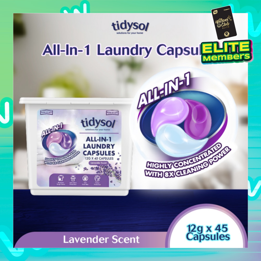 All-In-1 Laundry Capsule Lavender (Highly Concentrated With 8x Cleaning Power) 12g x 45s