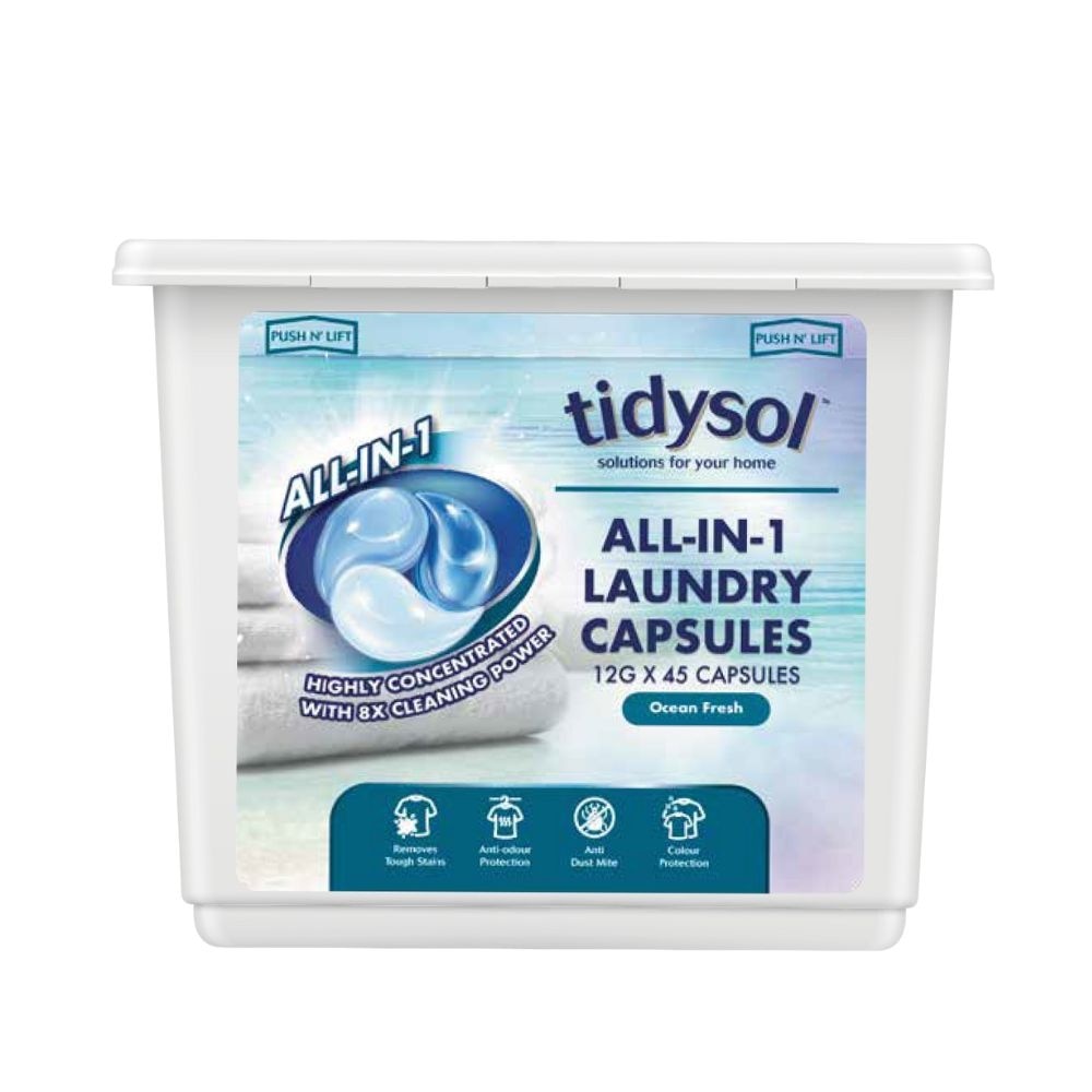 All-In-1 Laundry Capsule Ocean Fresh (Highly Concentrated With 8x Cleaning Power) 12g x 45s