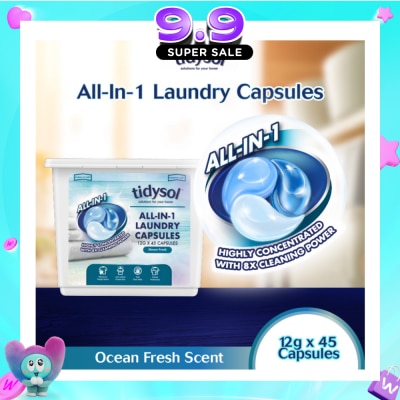 TIDYSOL - All-In-1 Laundry Capsule Ocean Fresh (Highly Concentrated With 8x Cleaning Power) 12g x 45s image