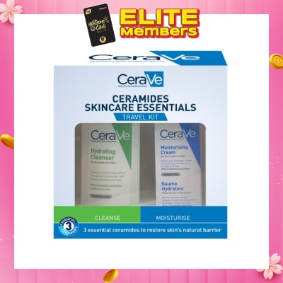 CERAVE Ceramides Skincare Essentials Travel Kit (Moisturising Cream 15ml & Hydrating Cleanser 88ml) 1s