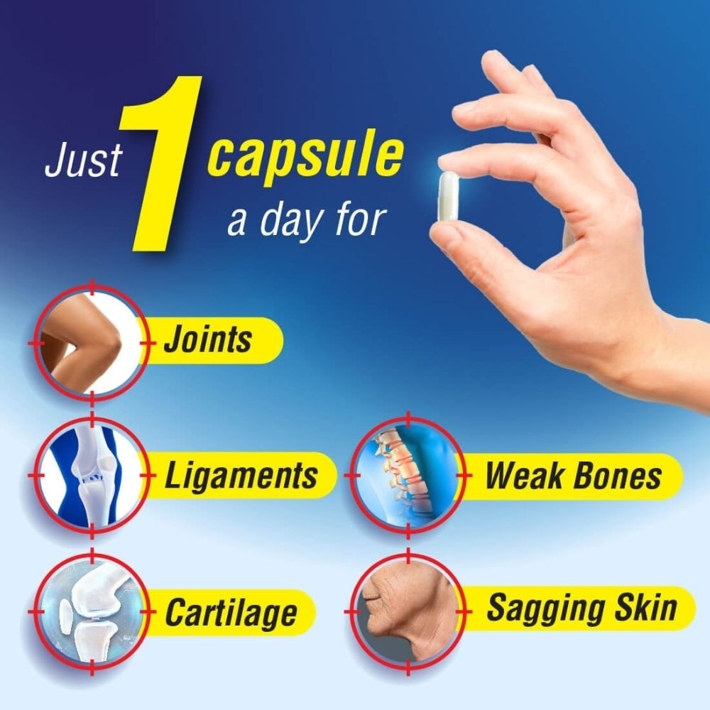 FlexC MOVE UC-II Collagen with Vitamin D3 & Elastin Supplement Capsule (Joint Mobility & Flexibility) 45s image