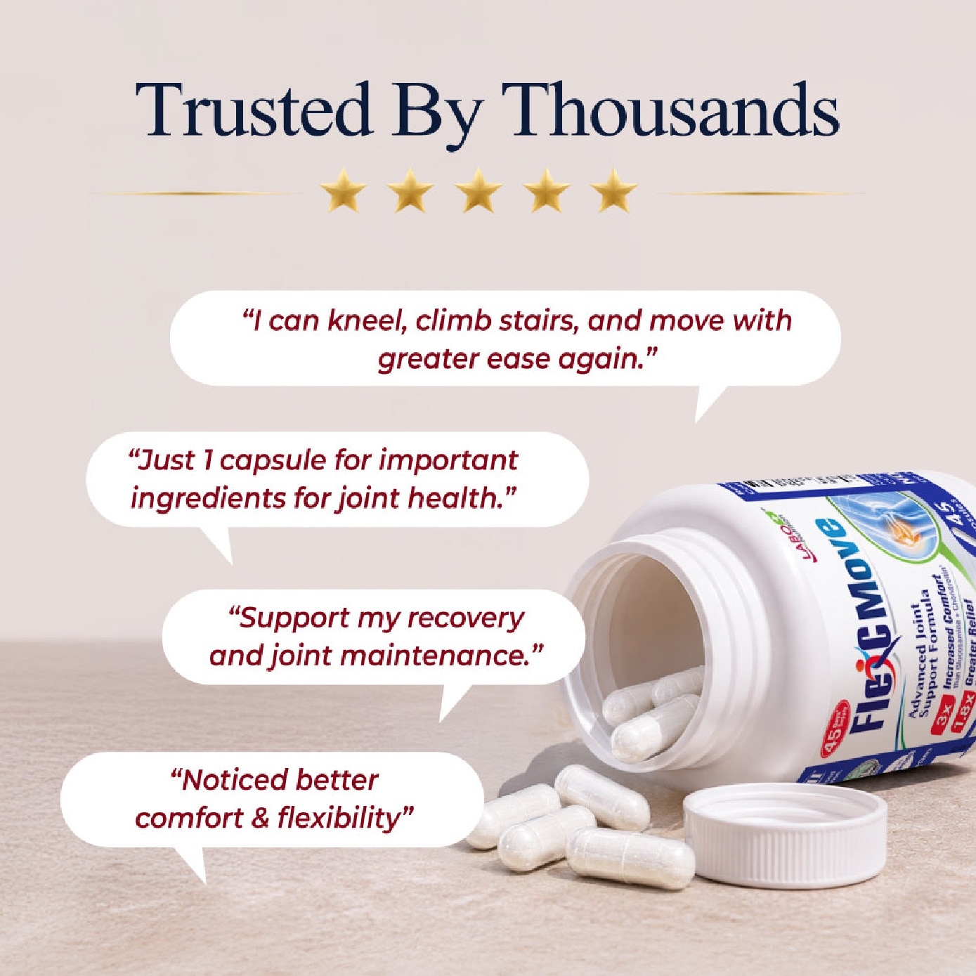 FlexC MOVE UC II Collagen with Vitamin D3 & Eggshell Membrane Supplement Capsule (Joint Mobility & Flexibility) 45s image